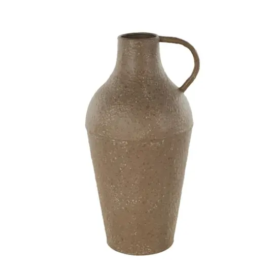 15.75" Brown Metal Antique Inspired Vase with Handle {4}