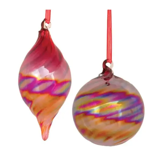 12ct. Assorted Iridescent Glass Ornament Set {1}