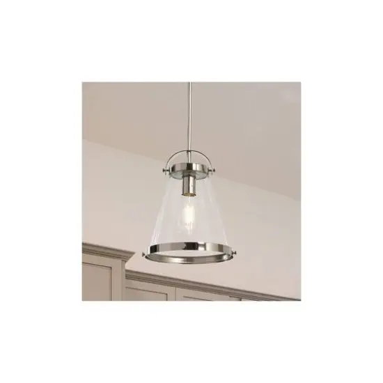 Hello Honey&reg; Robert Stevenson Lighting Wesley Metal & Seedy Glass Ceiling Light Polished Nickel {5}