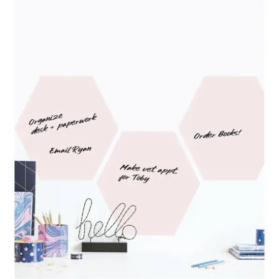 RoomMates Blush Beauty Dry Erase Hexagon Peel & Stick Decals {3}