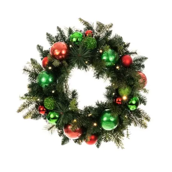 Village Lighting 24" Pre-Lit Christmas Cheer Wreath, Clear LED Lights {4}
