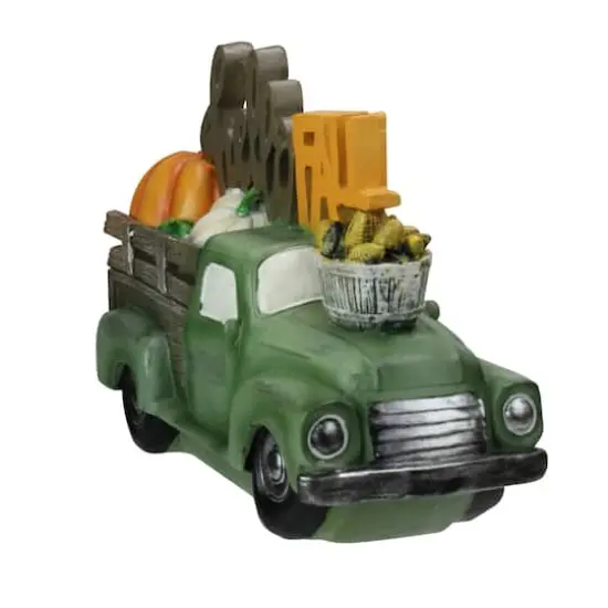 11.25" Green Hello Fall Truck Tabletop D&eacute;cor {3}