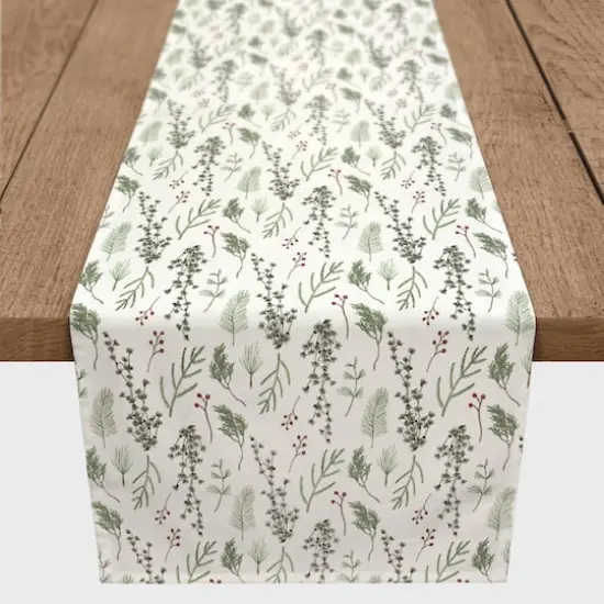 90" Pine Greenery Cotton Twill Runner {1}