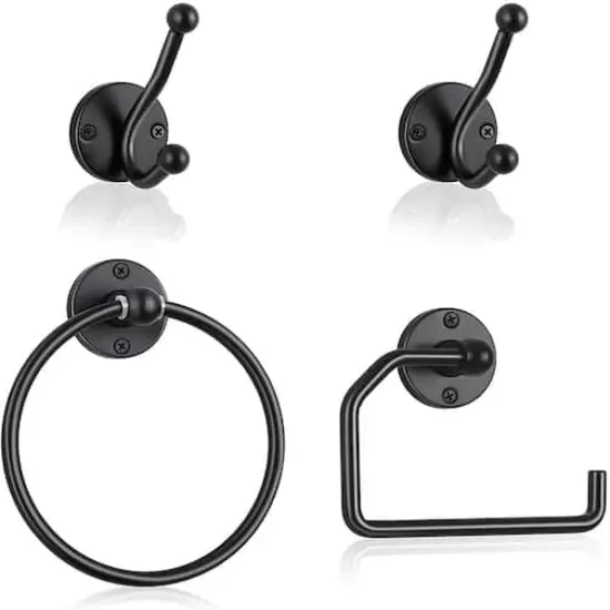 Stainless Steel Towel Ring & Toilet Paper Holder Set Black {1}