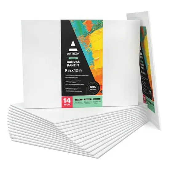 Arteza&reg; 9" x 12" White Canvas Panels, 14ct. {1}