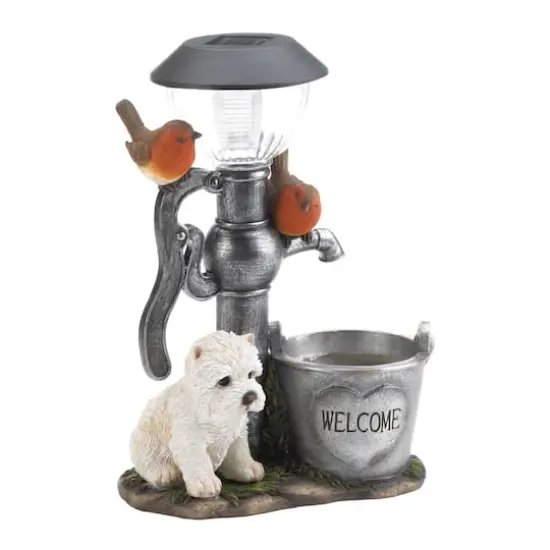 12" Little Pup & Water Pump Solar Light {1}