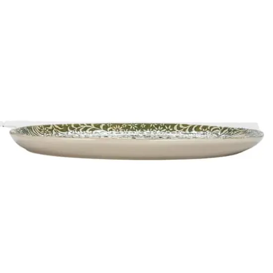 Hello Honey® 16.25" Green Wax Relief Botanicals Stoneware Platter {6}