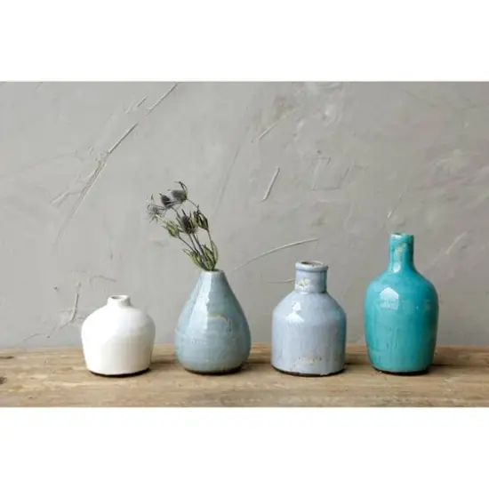 Hello Honey&reg; Blue & Ivory White Terra Cotta Vase Set {3}