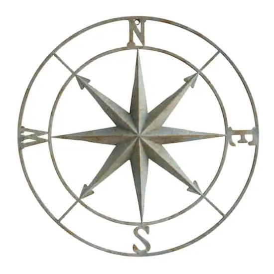 Hello Honey&reg; Metal Compass Wall, Distressed Aqua {4}
