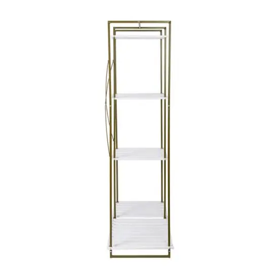 Honey Can Do Olive & White Freestanding Open Metal Closet Wardrobe {5}