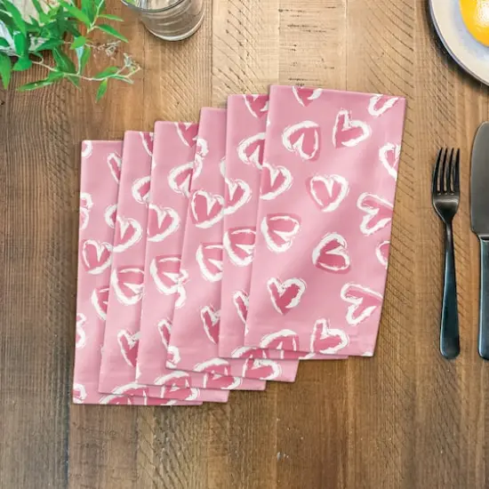 Pink Cute Hearts Beverage Napkin {4}