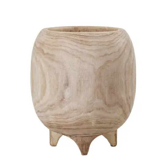 Hello Honey&reg; 11.5" Tall Paulownia Wood Footed Planter {3}