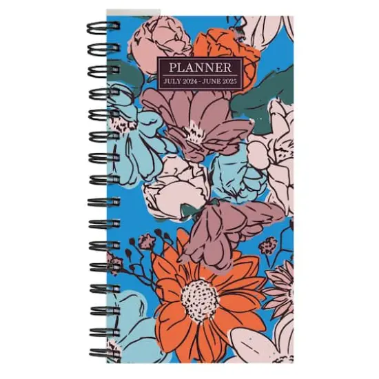 TF Publishing 2024-2025 Small True Blue Flowers Spiral Weekly Monthly Planner {1}
