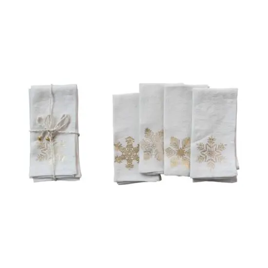 Hello Honey&reg; 18" Linen Snowflake Napkin Set {4}