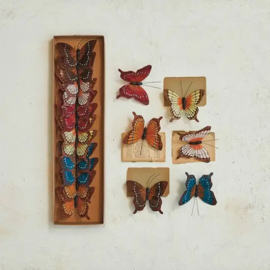 Hello Honey&reg; Multicolor Fabric Butterfly Clip-On Ornaments Set {3}