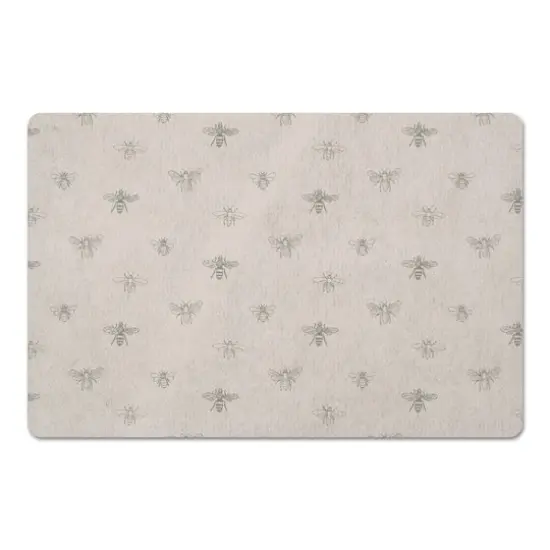 Delicate Bee Pattern Floor Mat Cream {1}