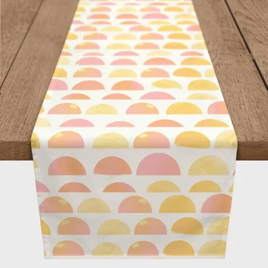 Pink & Yellow Half Circles Outdoor Table Runner {3}