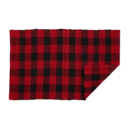 DII&reg; Buffalo Check Rag Rug, 26" x 40" Red and Black {4}