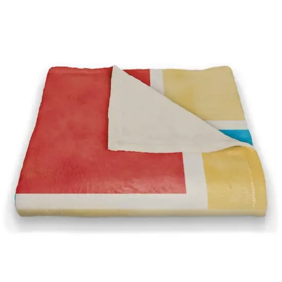 Colorful Primary Abstract I 50" x 60" Coral Fleece Blanket {3}