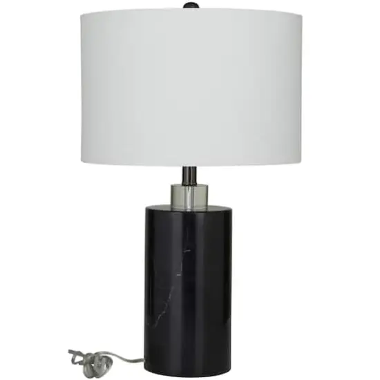 Black Marble Thick Stand Table Lamp with Drum Shade 15" x 15" x 24" {3}