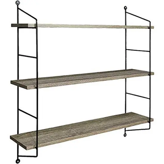 Sorbus 3-Tier Rustic Floating Shelf Gray {1}