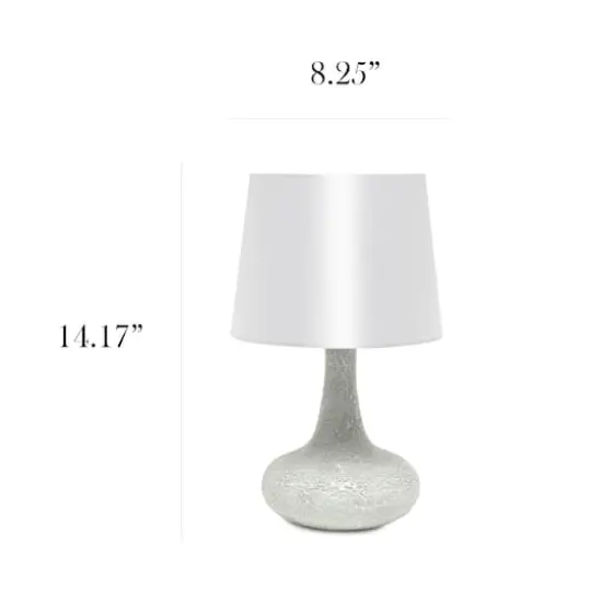 Simple Designs 14" Mosaic Glass Genie Table Lamp with Fabric Shade White {4}