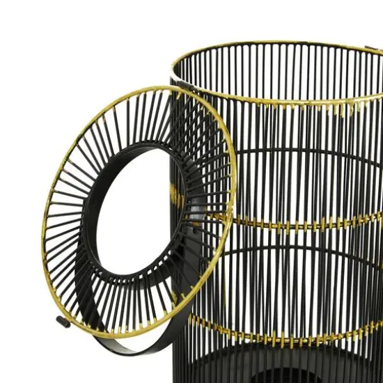 Set of 2" Black Metal Contemporary Lantern, 11", 16" {5}