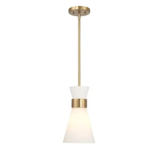 Hello Honey® Kit White & Gold Modern Minimalist Tapered Opal Glass & Metal Ceiling Light {11}