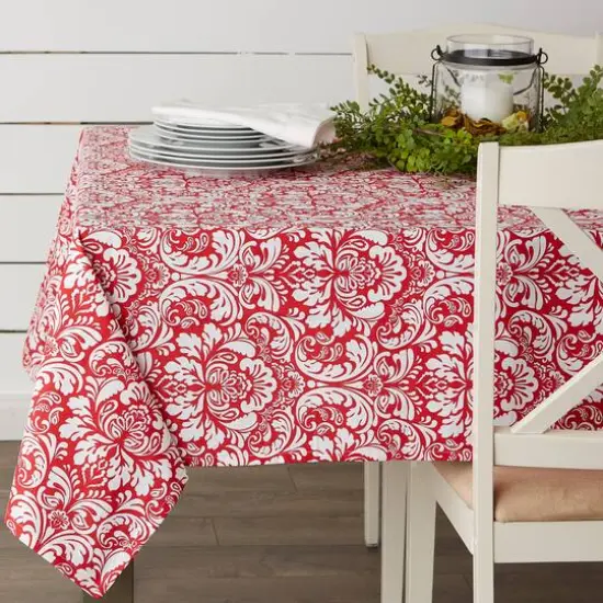 Tango Red Damask Tablecloth 70" Round {6}