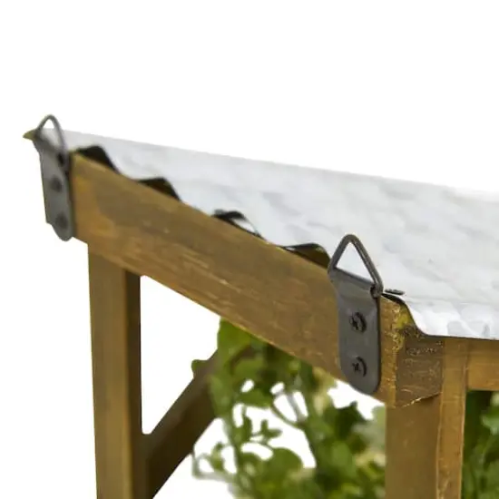 14" Magnolia Artificial Arrangement in Tin Roof Planter {5}