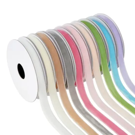 3/8" x 2yd. Pastel Colors Velvet Value Pack Ribbon by Celebrate It&reg; {1}