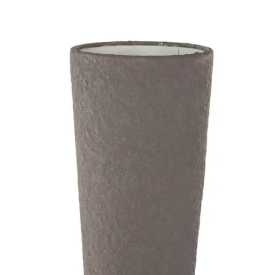 24.75" Dark Gray Metal Art Deco Fluted Decorative Vase {6}