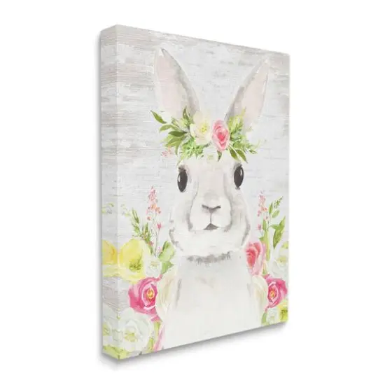 Stupell Industries Rustic Easter Bunny Flower Crown Spring Bouquet Canvas Wall Art {4}