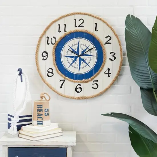 Blue MDF Nautical Wall Clock 24" x 24" x 2" {7}