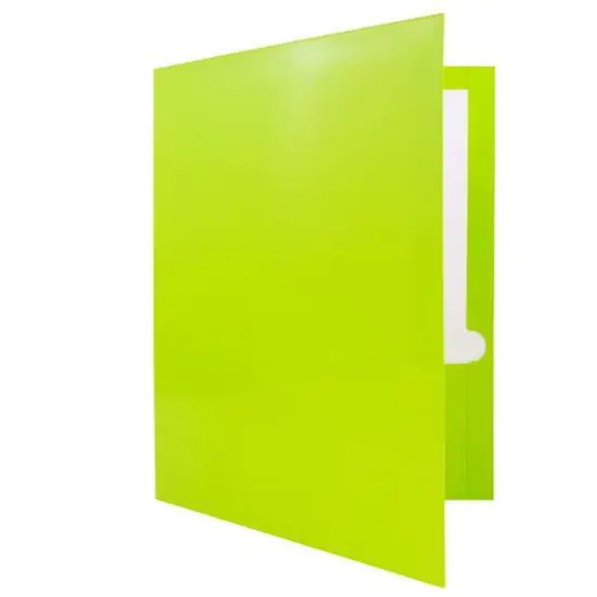 JAM Paper Laminated 2-Pocket Glossy 3-Hole Punch School Folders, 6ct. Lime Green {4}