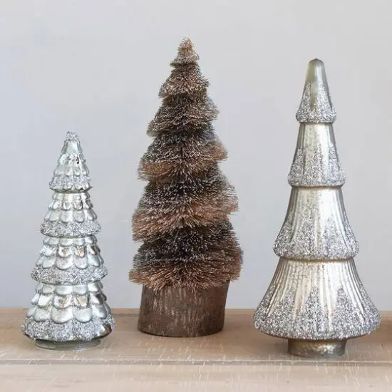 Hello Honey® 21" Natural & Brown Color Raffia Tree with Glitter & Wood Base {3}