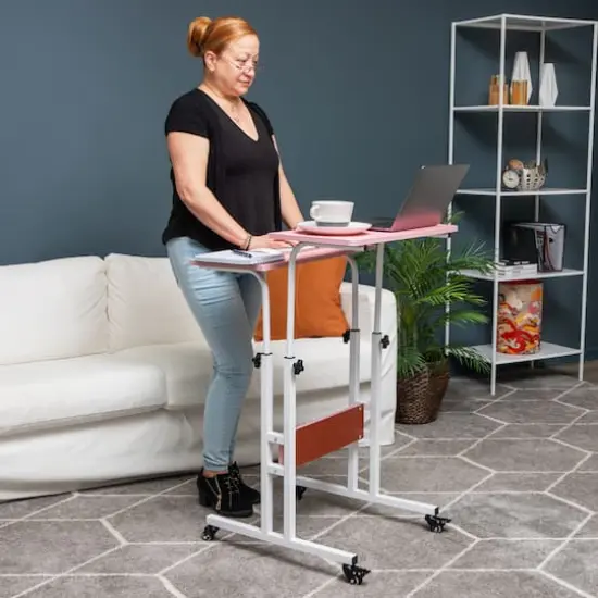 Mind Reader Portable Standing Adjustable Height Rolling Computer Desk {4}