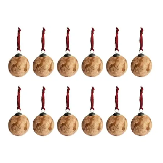 Hello Honey® 12 Pack 4" Frosted Berry Glass Ball Ornaments with Burgundy Velvet Ribbon {1}
