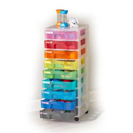 hand2mind 9-Drawer Rainbow Rolling Classroom Cart {4}