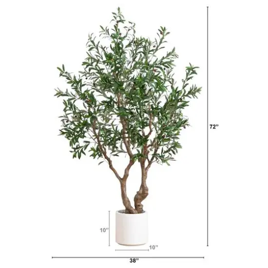 6ft. Artificial Grand Olive Tree in White Decorative Planter {10}