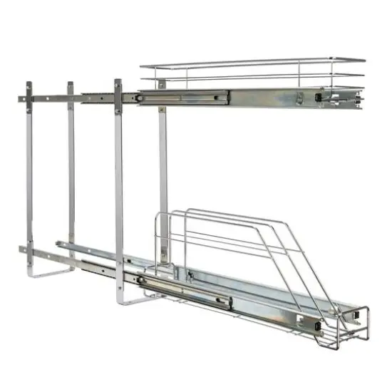 Household Essentials Glidez Chrome-Plated Steel 2-Tier Dual-Sliding Storage Organizer {12}
