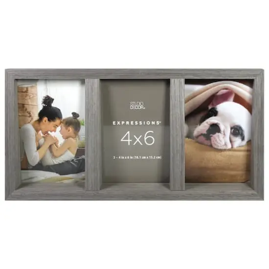 Expressions™ 3 Opening 4" x 6" Gray Angled Collage Frame by Studio Décor® {1}