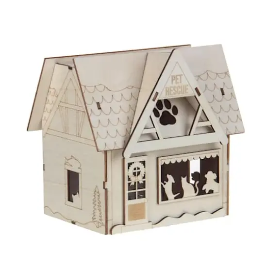 6" Unfinished Village Pet Rescue DIY LED Wood D&eacute;cor by Make Market&reg; {5}