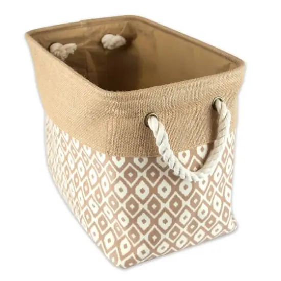 DII&reg; 15" Brown Ikat Rectangle Burlap Bin {1}
