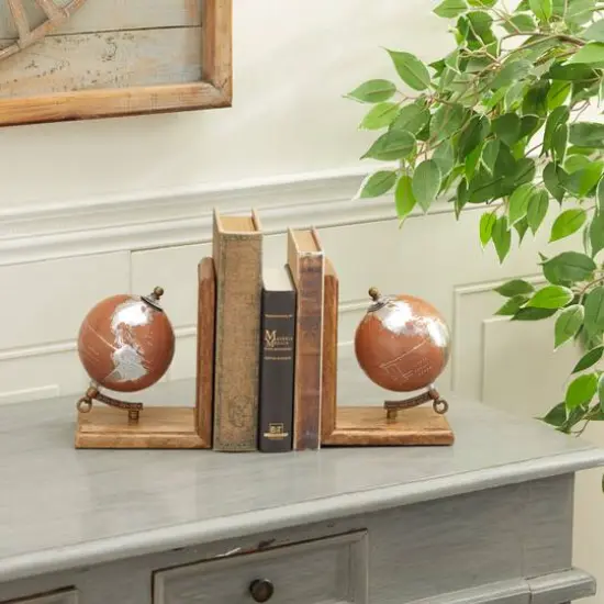 7.5" Copper Wood Traditional Bookends {9}