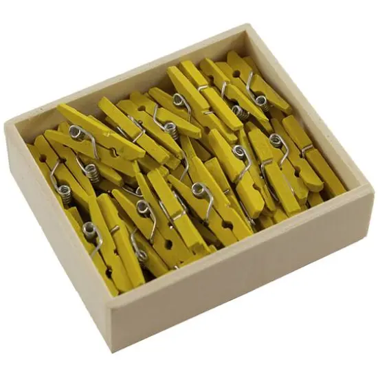 JAM Paper 7/8" Wood Clothespins, 100ct. Yellow {1}