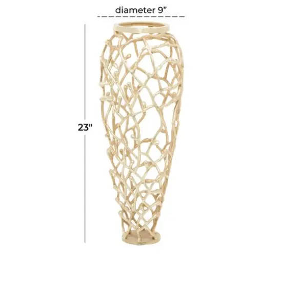 Gold Aluminum Contemporary Vase, 9" x 9" x 23" {7}