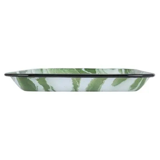 Hello Honey&reg; 13.25" Green & White Marbled Enameled Serving Plate {5}