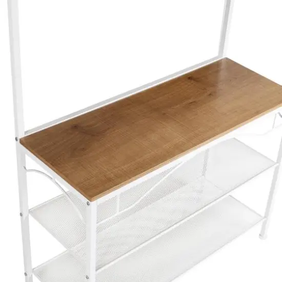 Honey Can Do White/Natural Coat Rack Bench {5}