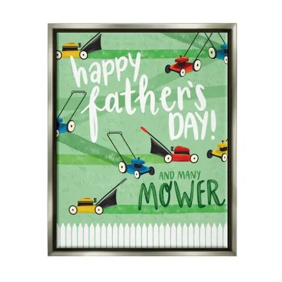 Stupell Industries Happy Father's Day Lawn Mowers Floater Framed Art Gray {1}
